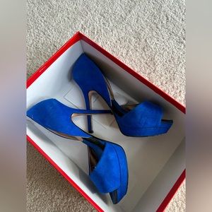 Zara Blue Suede Court Shoes Heels Size 6